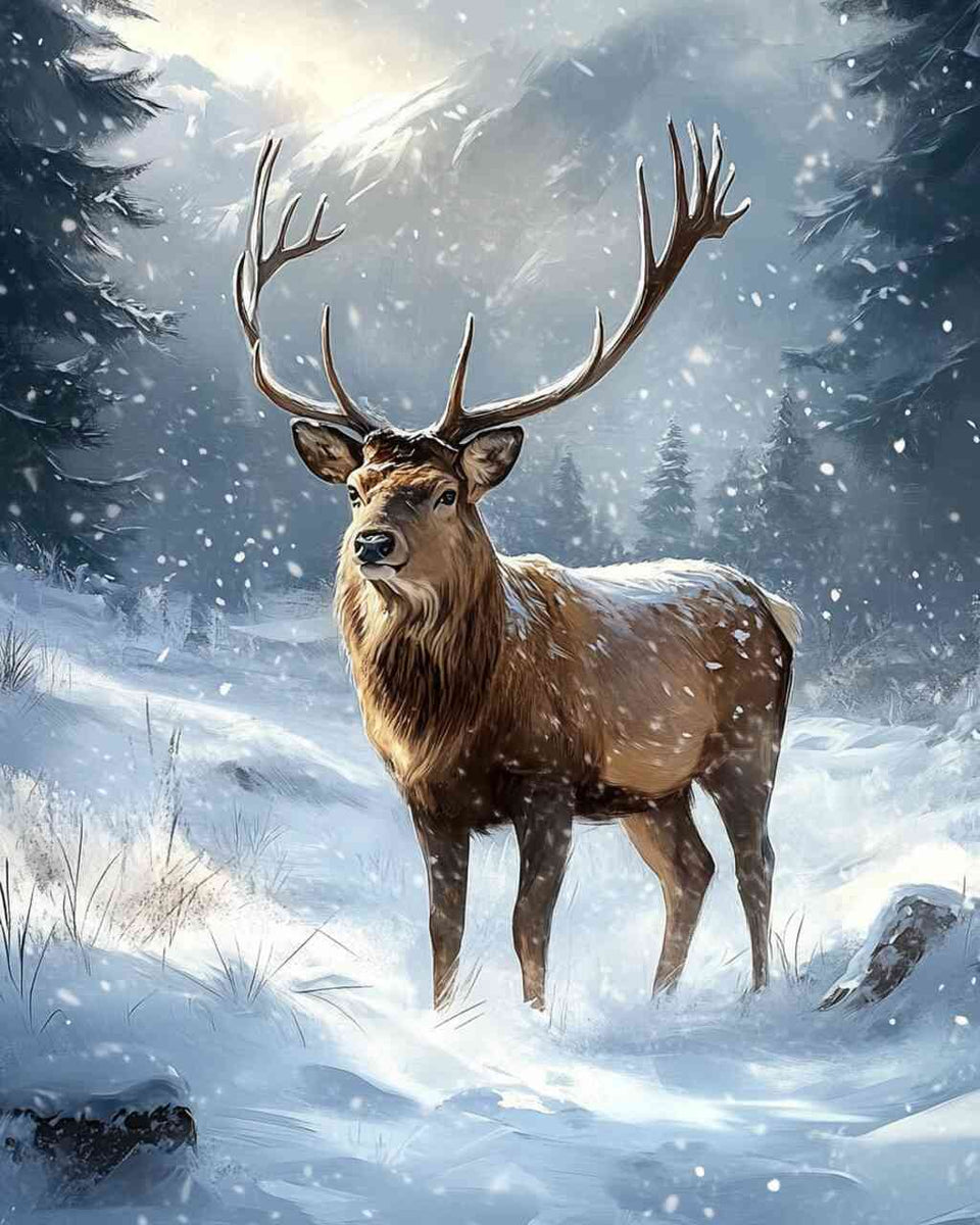 Deer in the snow — Diamond Painting Kit design
