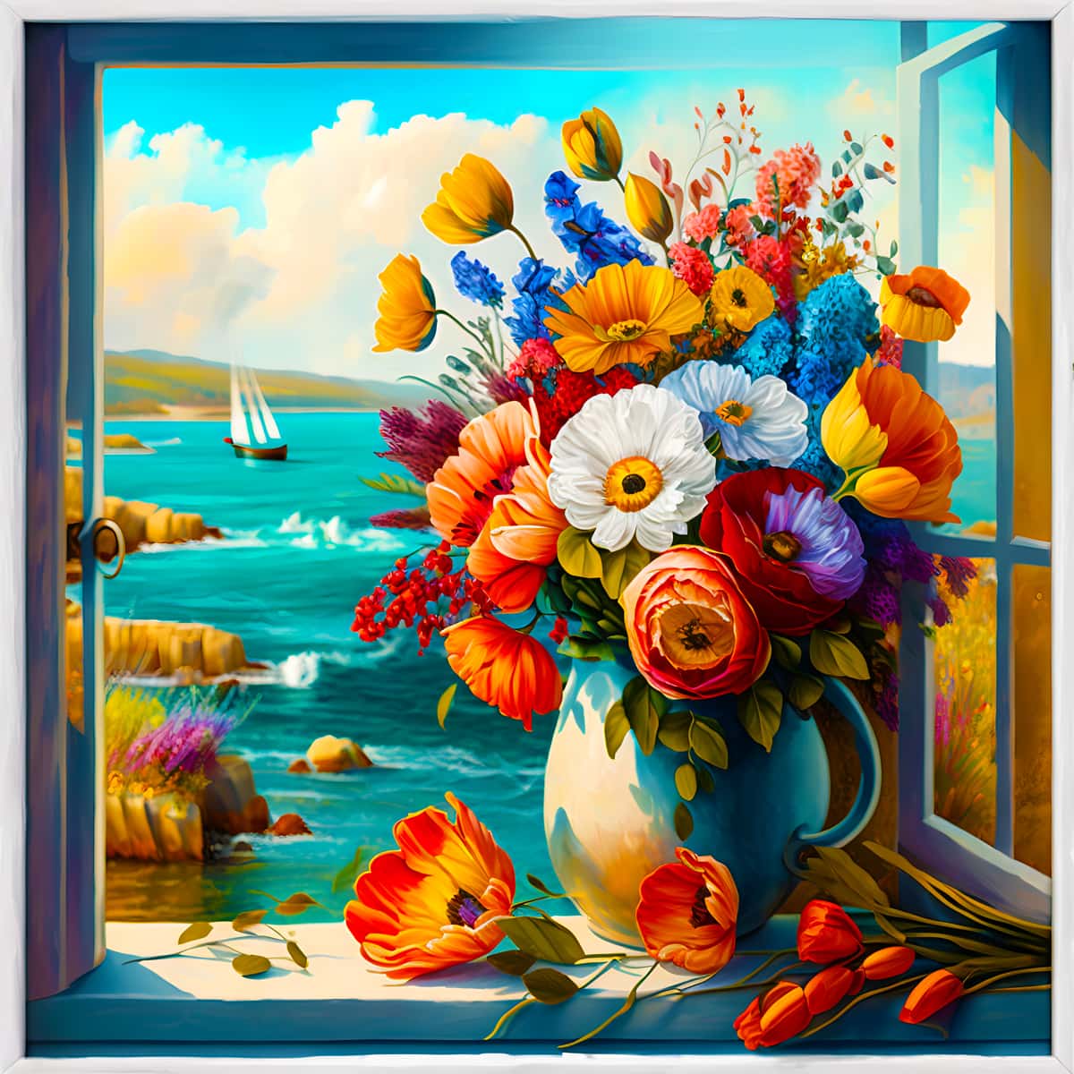 Flower arrangement by the sea — Diamond Painting Kit design