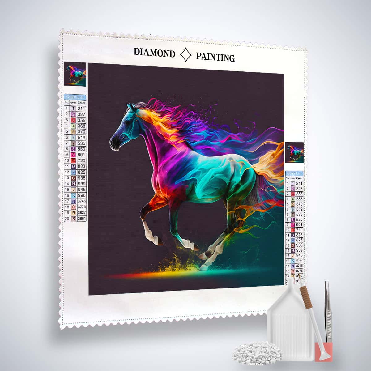 Galloping neon horse — AB Diamond Painting Kit, product view 2