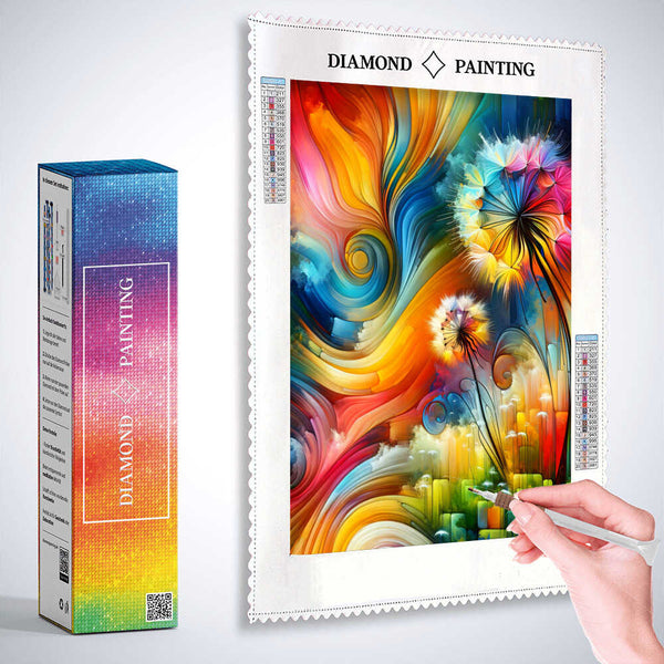 Dandelion abstract and colorful — Diamond Painting Kit, product view 3