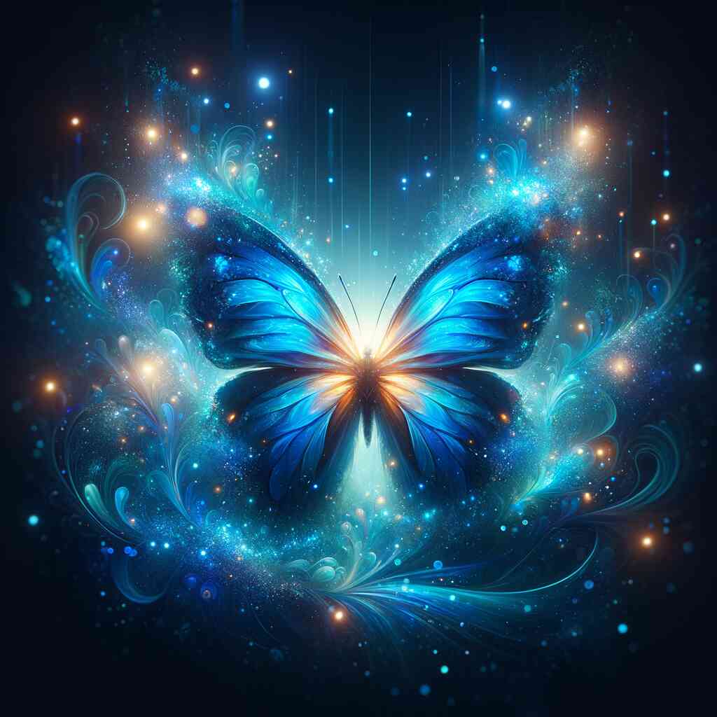 Blue glowing butterfly — Diamond Painting Kit design
