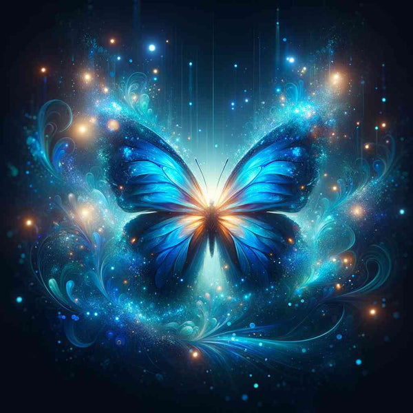 Blue glowing butterfly — Diamond Painting Kit design