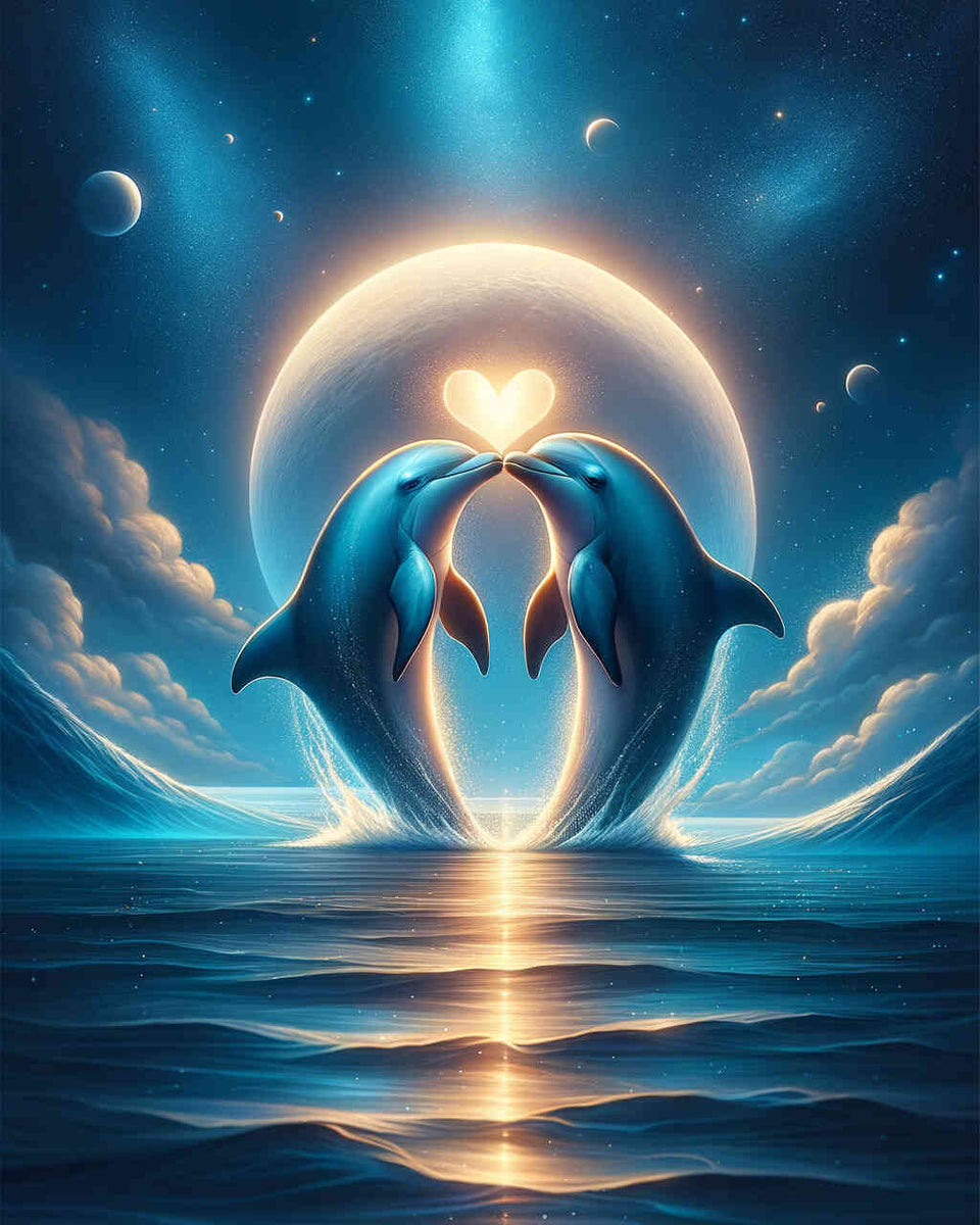 Dolphins heart — Diamond Painting Kit design