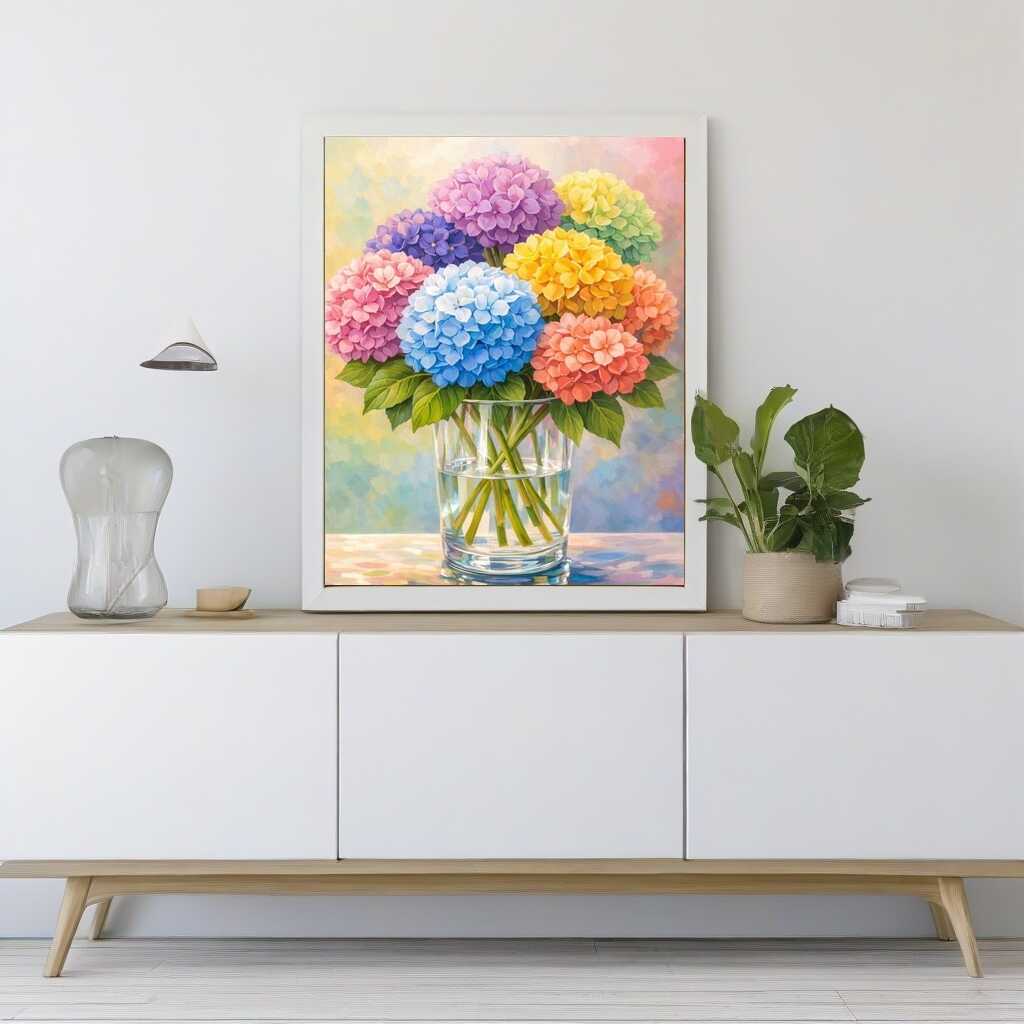 Rainbow Hydrangea Bouquet — Diamond Painting Kit, product view 2