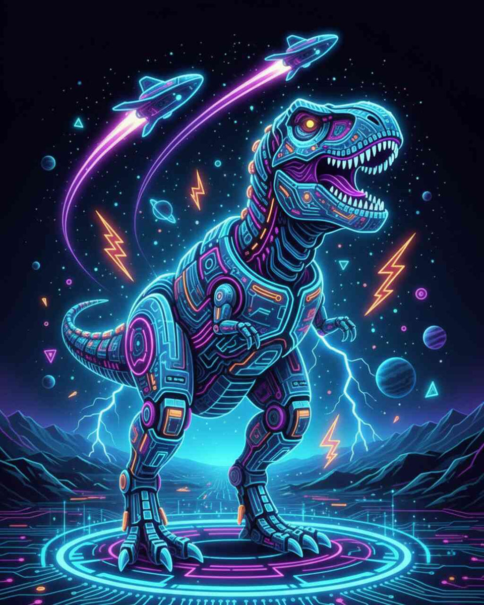 Neon Rex — Diamond Painting Kit design