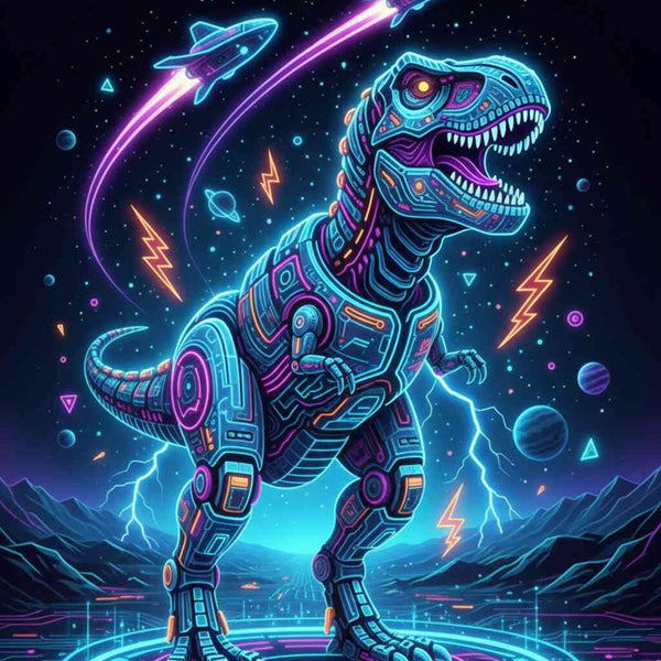 Neon Rex — Diamond Painting Kit design