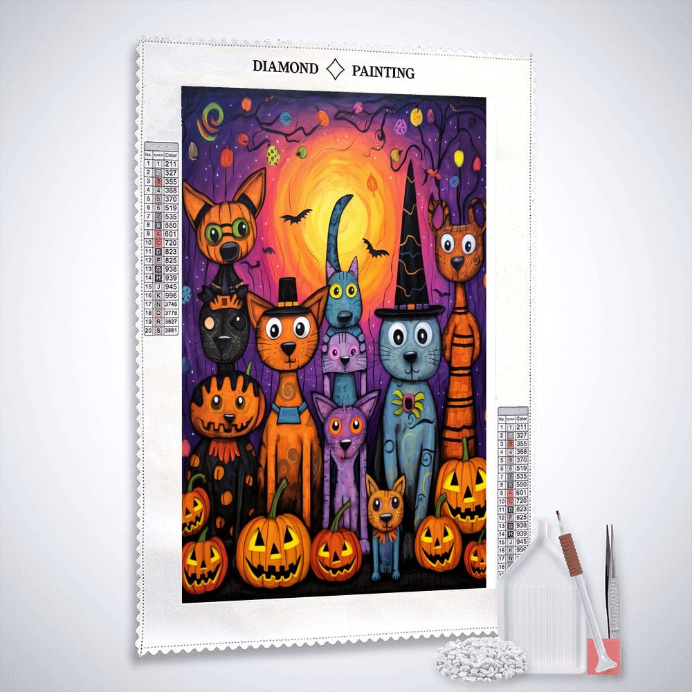 Halloween cats, dogs, spider — Diamond Painting Kit, product view 2