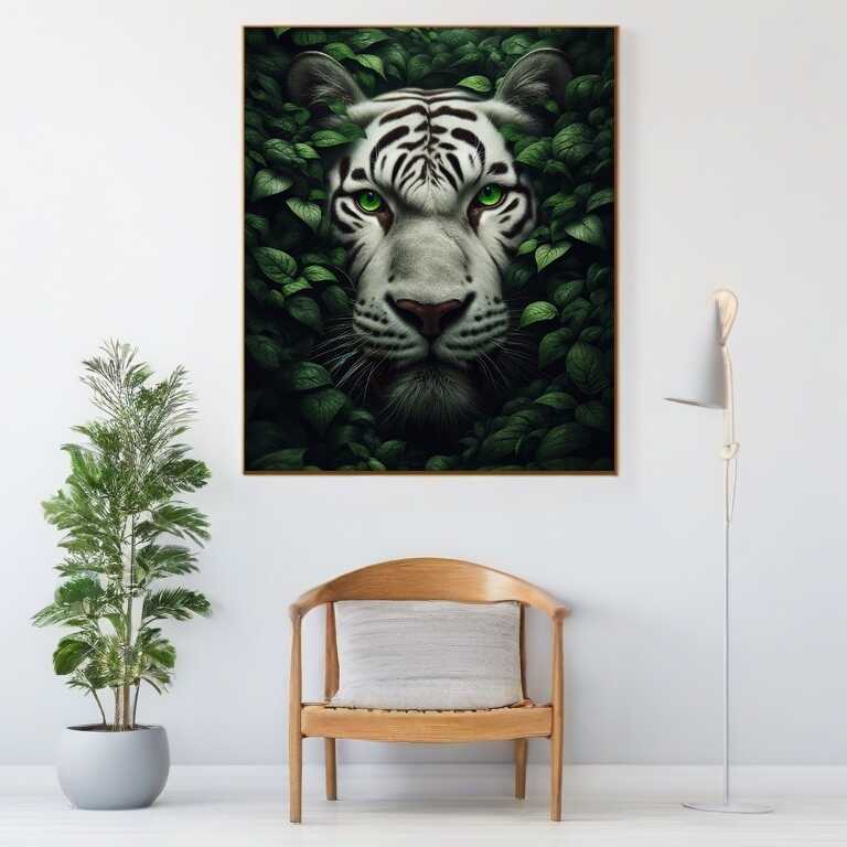 White tiger green eyes — Diamond Painting Kit, product view 2