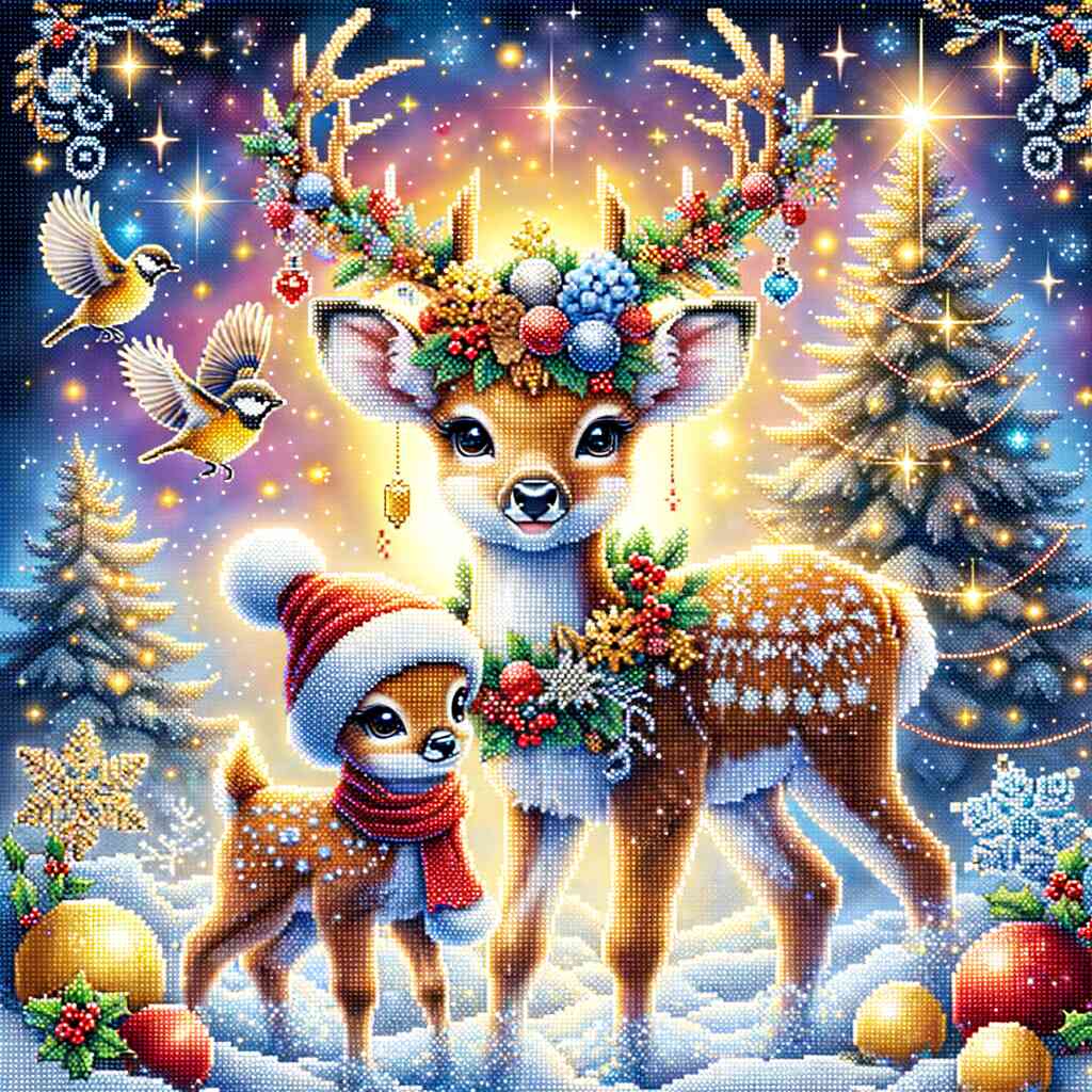 Deer and fawn Christmas — Diamond Painting Kit design