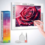 Red Rose Close-Up — Diamond Painting Kit, product view 3