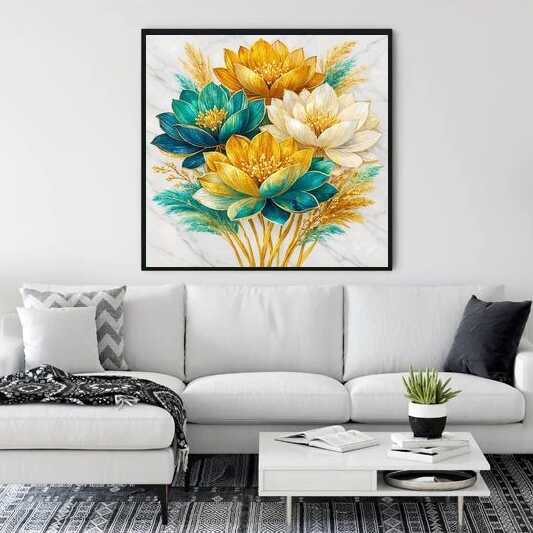 Golden Floral Harmony — Diamond Painting Kit, product view 2
