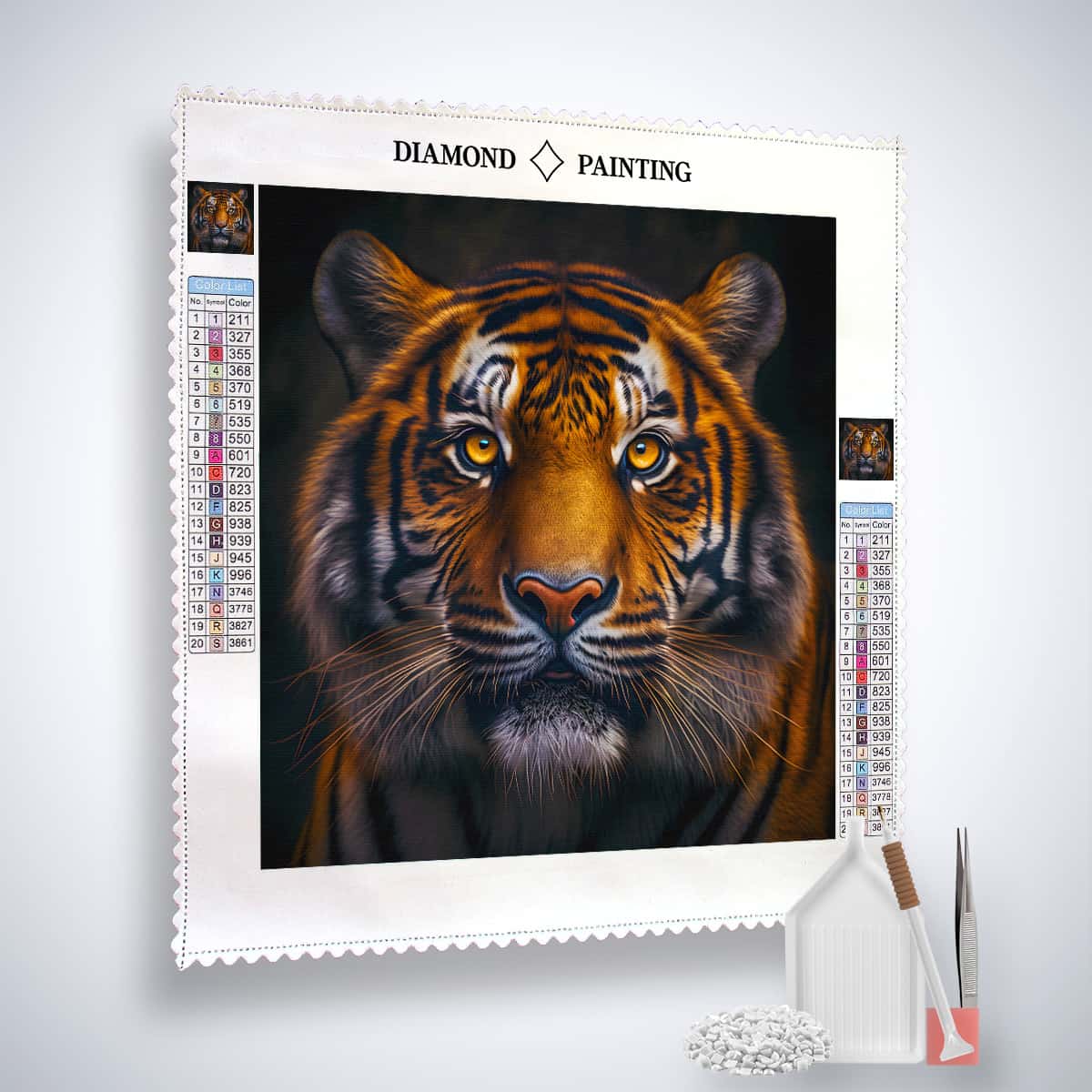 Tiger frontal view — Diamond Painting Kit, product view 2
