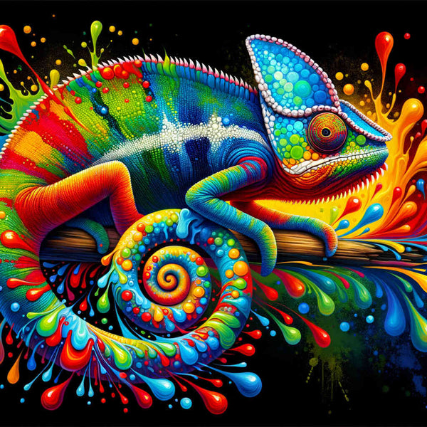 Chameleon Splash, colorful — Diamond Painting Kit design