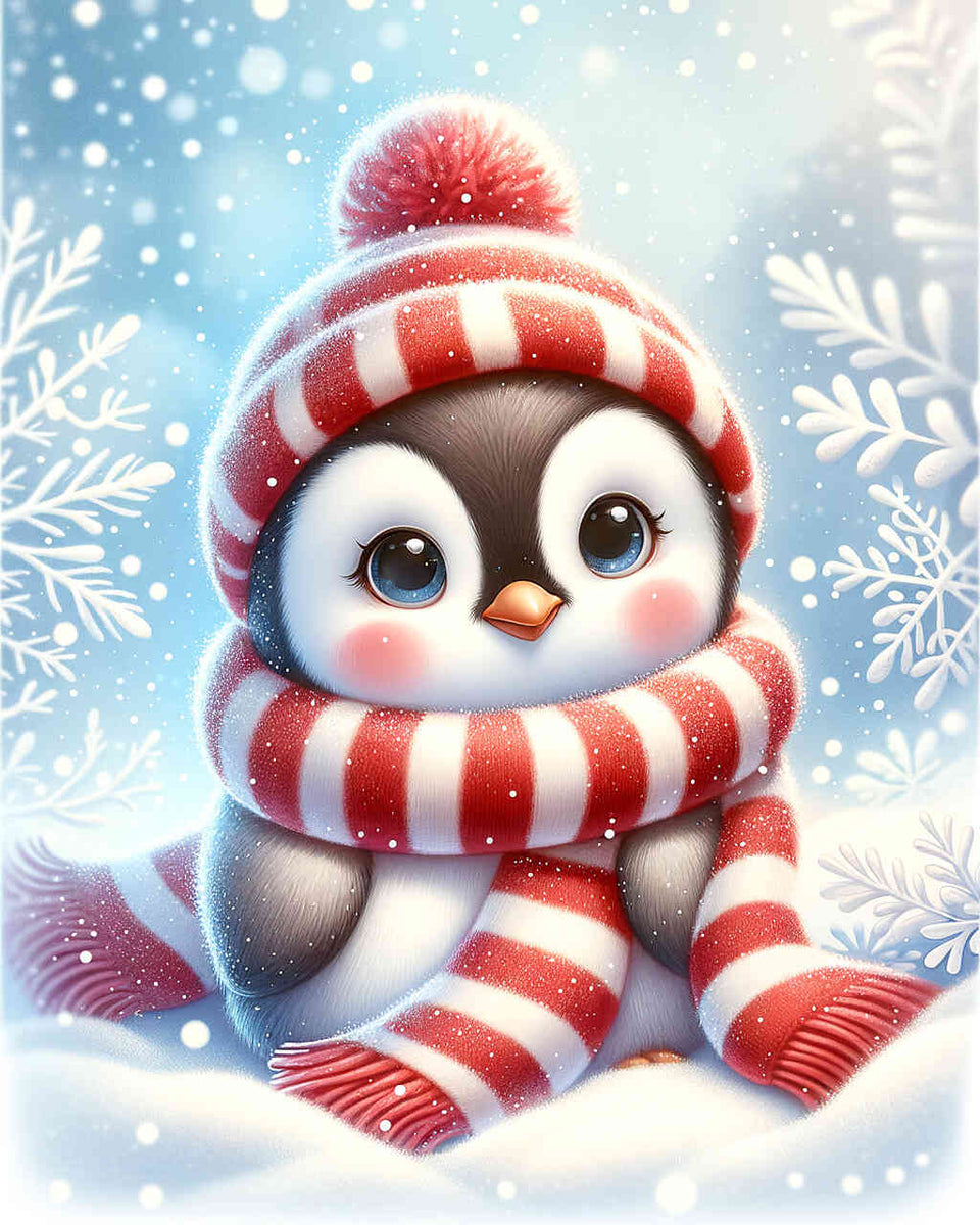 Penguin with scarf — Diamond Painting Kit design