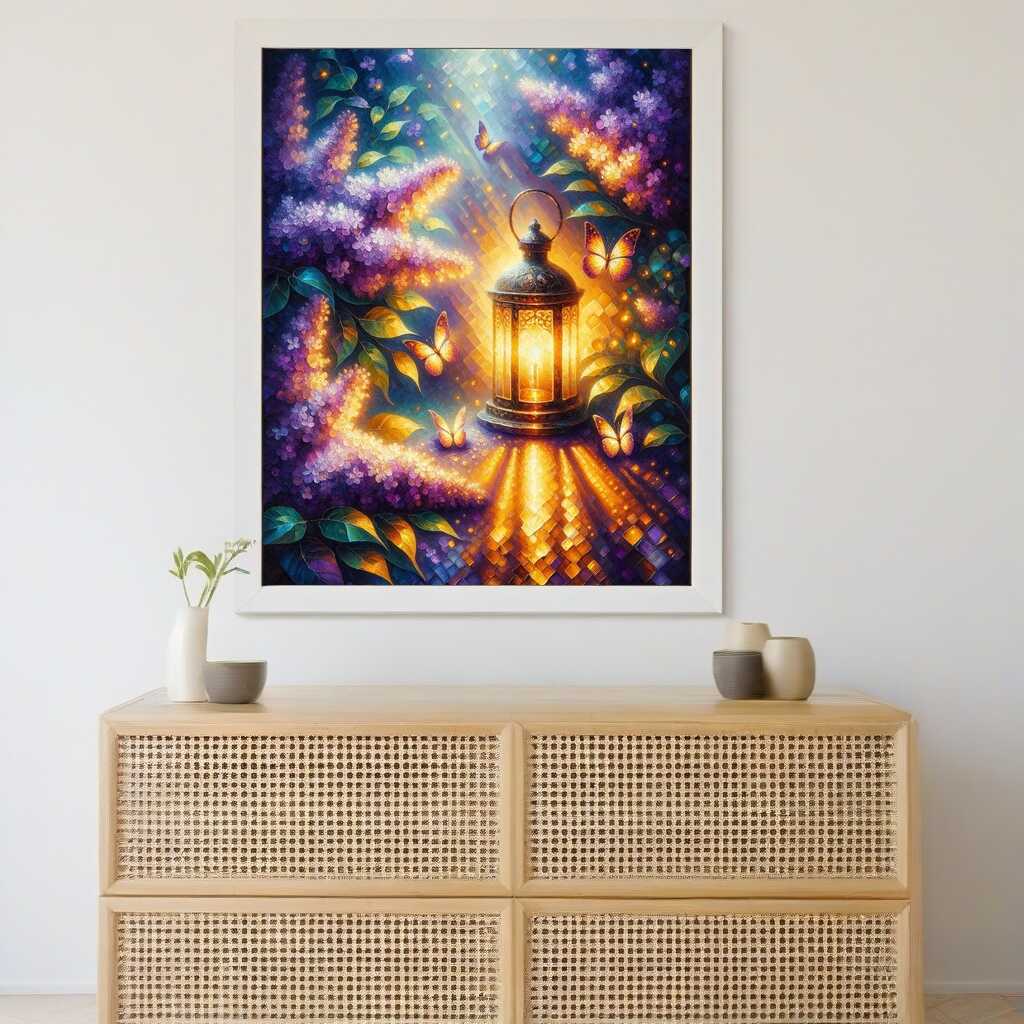Lantern with lilacs — Diamond Painting Kit, product view 2