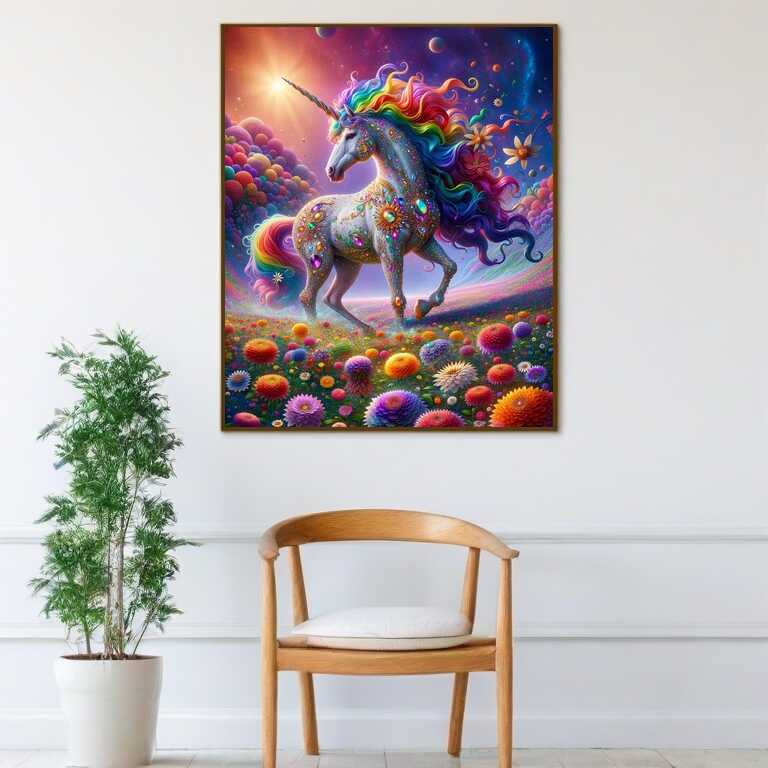 Rainbow unicorn with jewelry — Diamond Painting Kit, product view 2