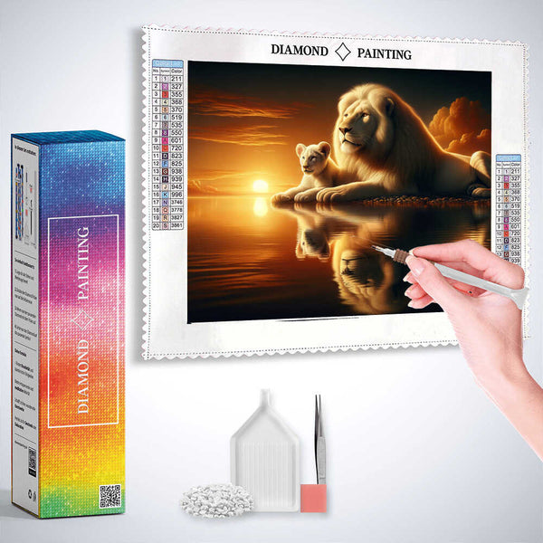 White Lion and Cub — Diamond Painting Kit, product view 3