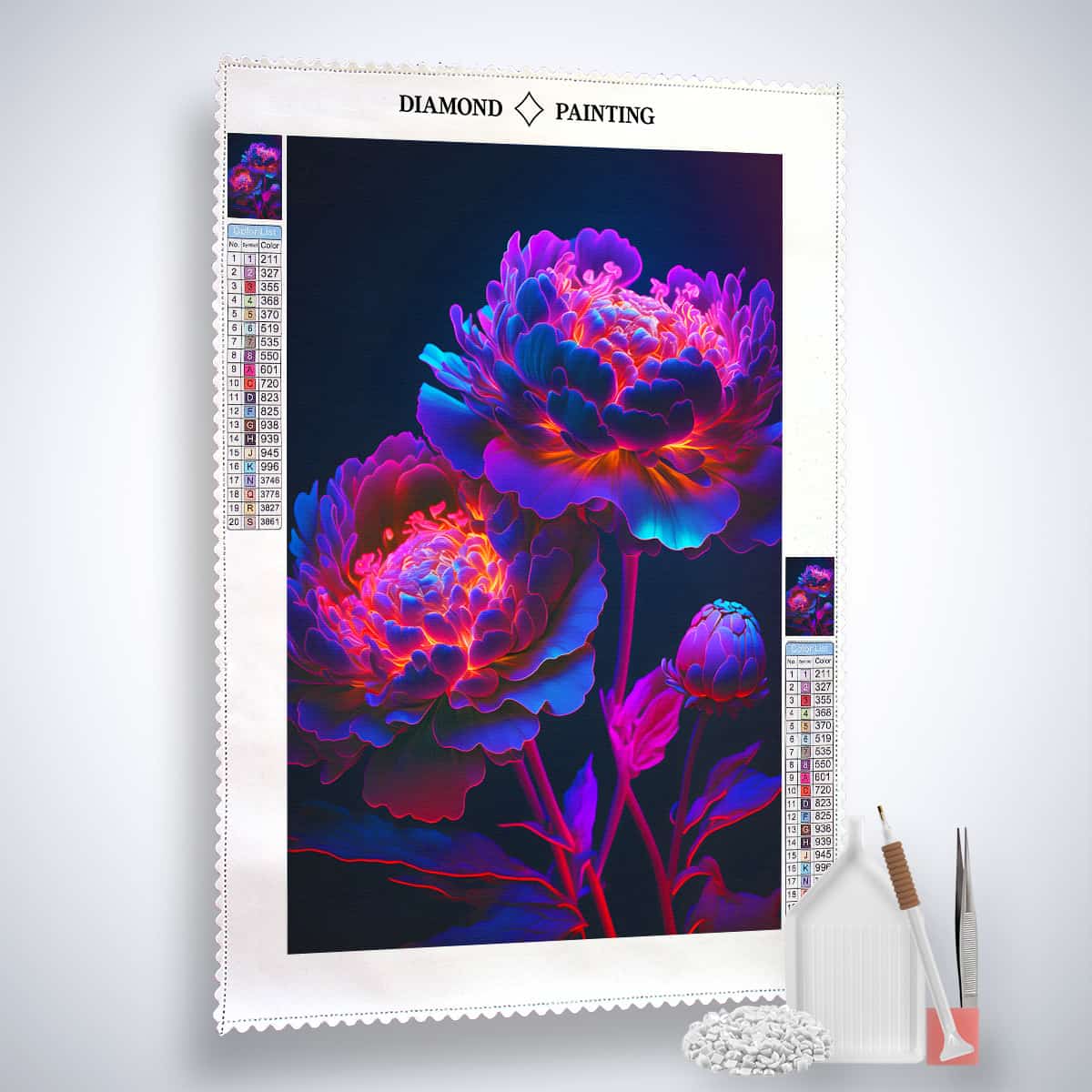 Flowers shining — AB Diamond Painting Kit, product view 2