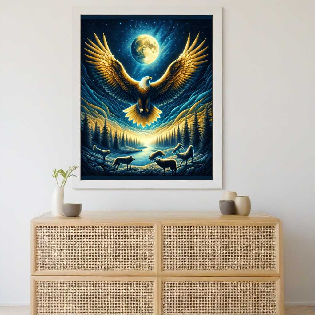 Eagle in the night — Diamond Painting Kit, product view 2