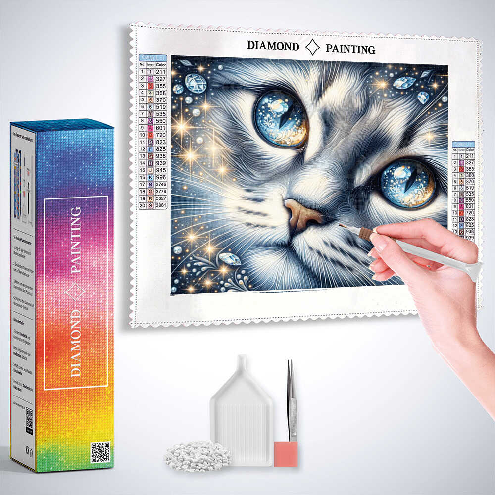 The Cat's Magical Gaze — Diamond Painting Kit, product view 2
