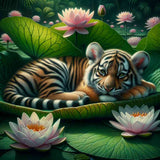 Little Tiger Water Lily — Diamond Painting Kit design