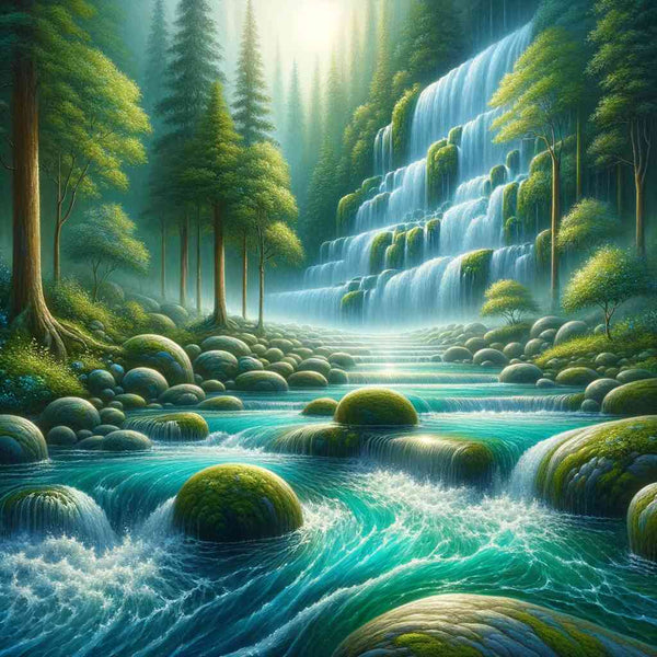 Waterfall with stones — Diamond Painting Kit design