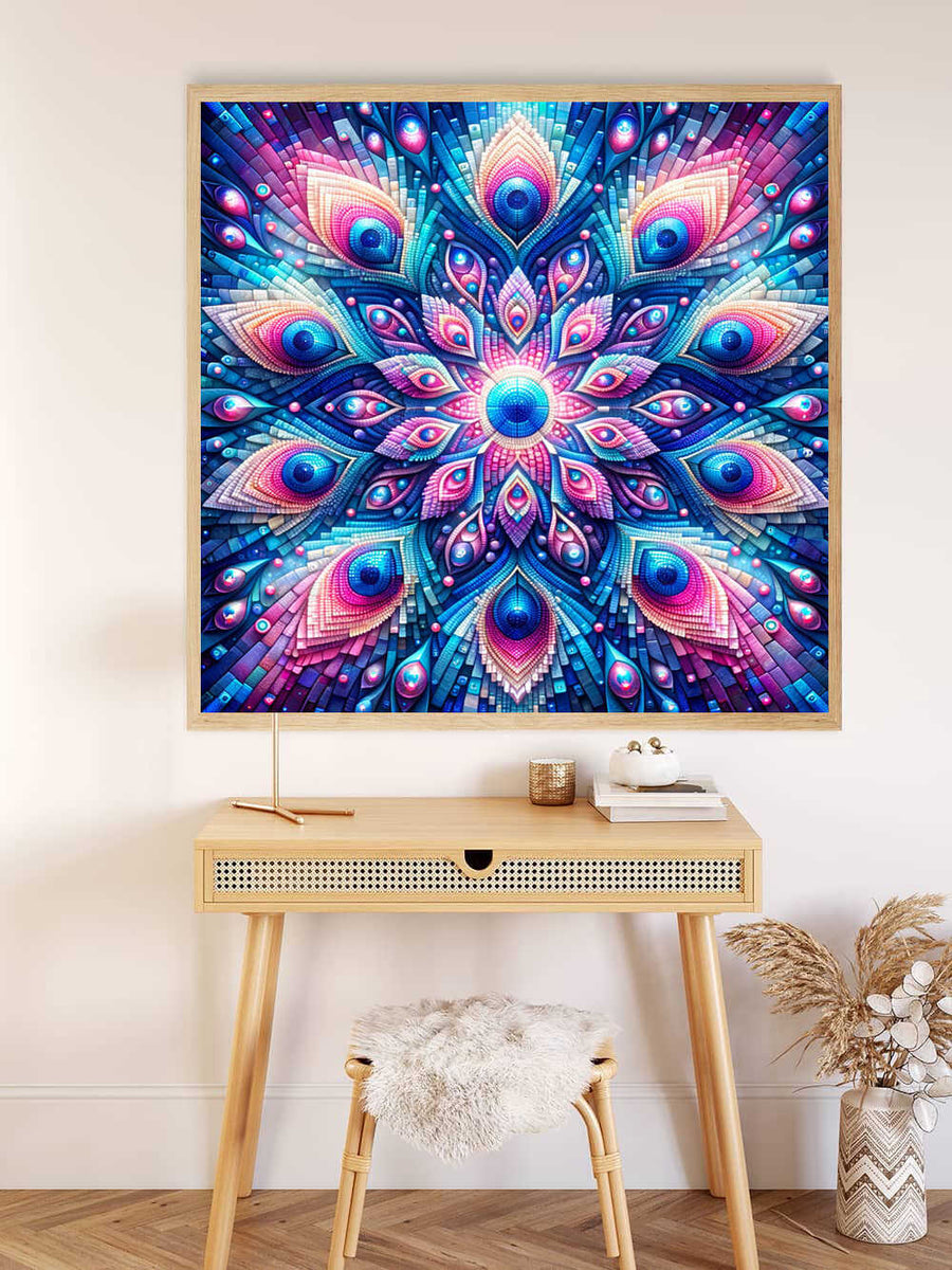 Mosaic Peacock Eyes — Diamond Painting Kit, product view 2