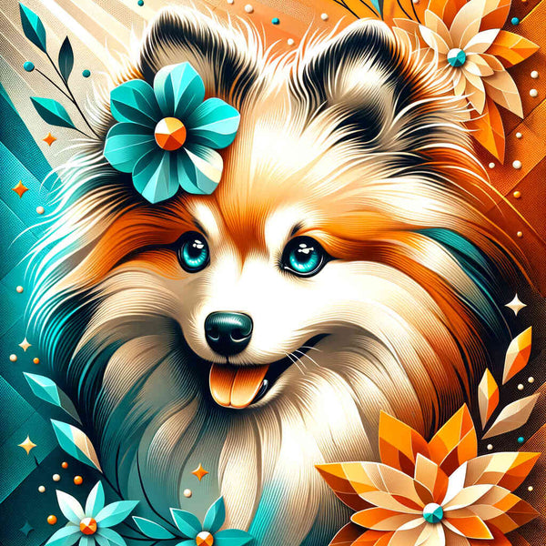 Dog with Flower Portrait — Diamond Painting Kit design