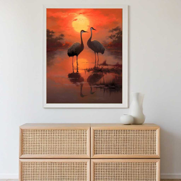 Cranes in the Evening Glow — Diamond Painting Kit, product view 2