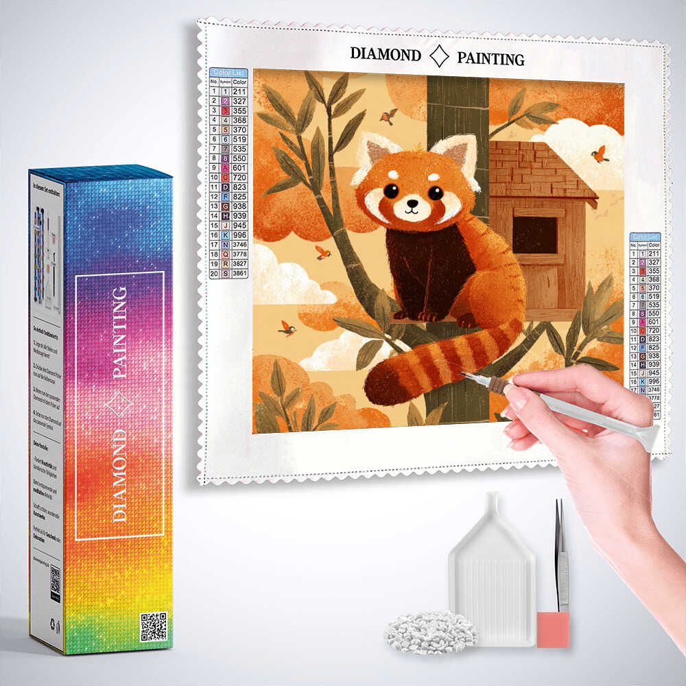 Red Panda in the Autumn Forest — Diamond Painting Kit, product view 3