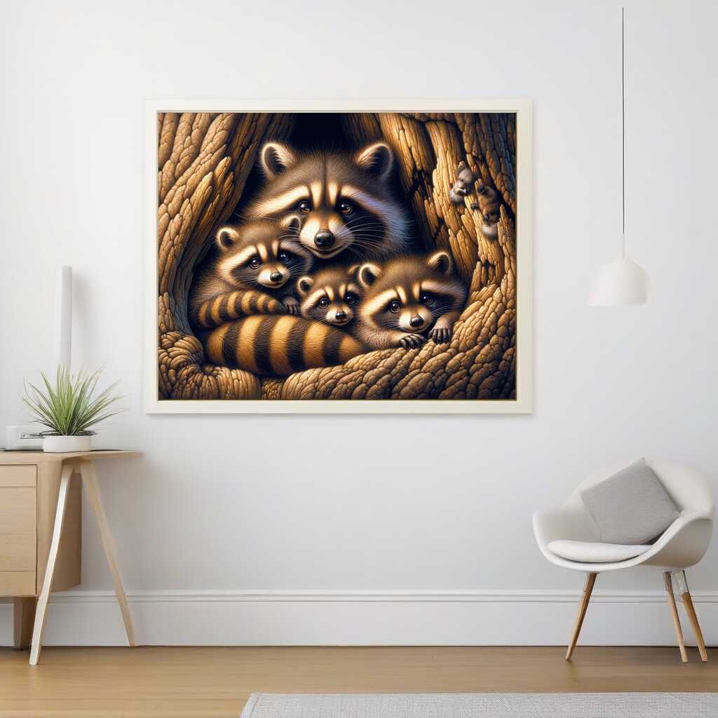 Raccoon Family — Diamond Painting Kit, product view 2