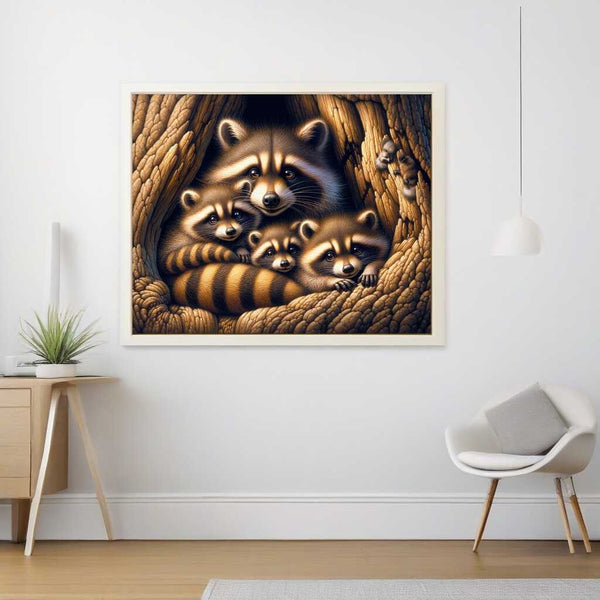 Raccoon Family — Diamond Painting Kit, product view 2