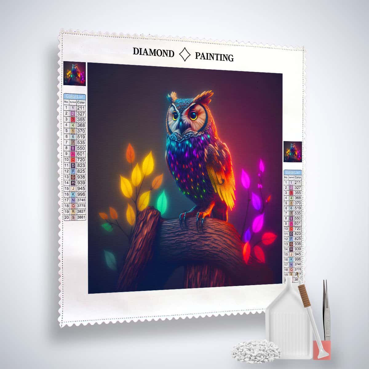 Owl in a sea of lights — AB Diamond Painting Kit, product view 2
