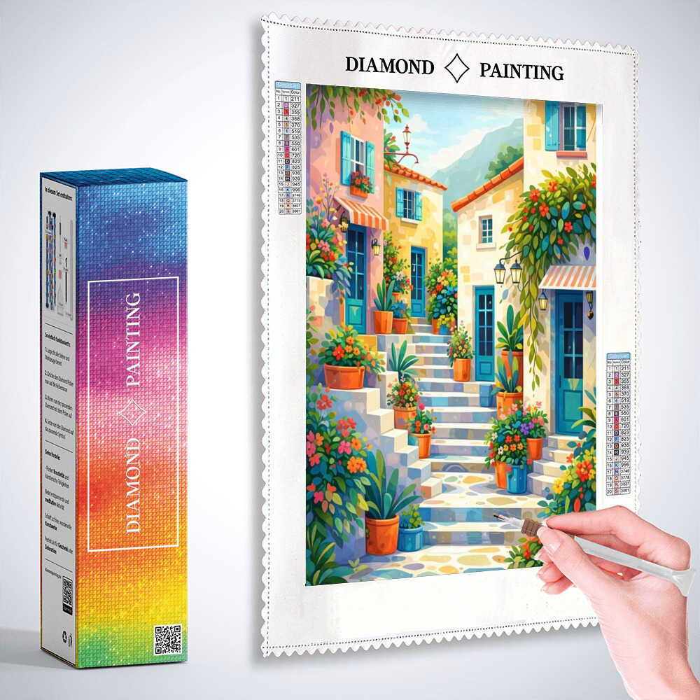 A Sun-Kissed Mediterranean Lane — Diamond Painting Kit, product view 2