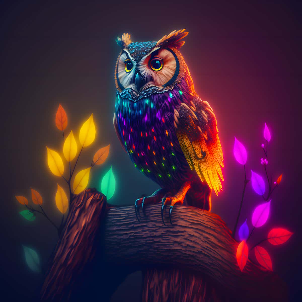 Owl in a sea of lights — AB Diamond Painting Kit design