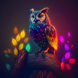 Owl in a sea of lights — AB Diamond Painting Kit design