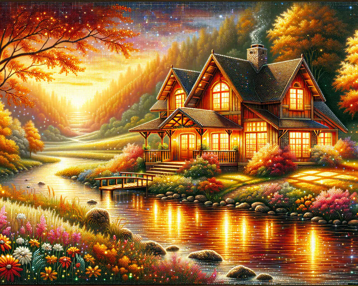 House in the Meadows — Diamond Painting Kit design