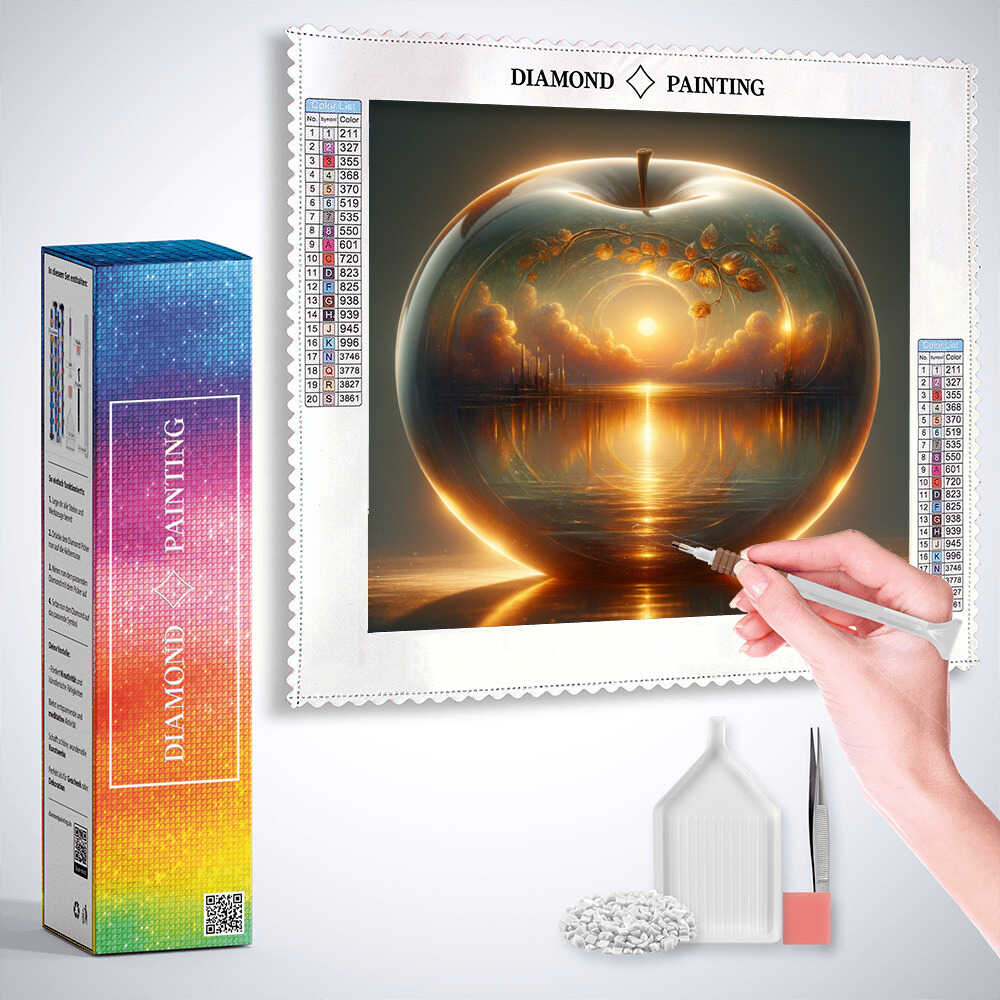 Glass apple evening mood — Diamond Painting Kit, product view 3
