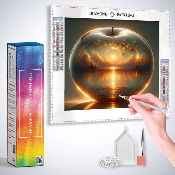 Glass apple evening mood — Diamond Painting Kit, product view 3