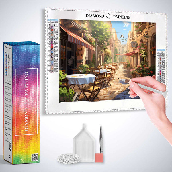 A Sunlit Mediterranean Restaurant — Diamond Painting Kit, product view 3