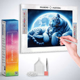 White Tigers Cuddling — Diamond Painting Kit, product view 3