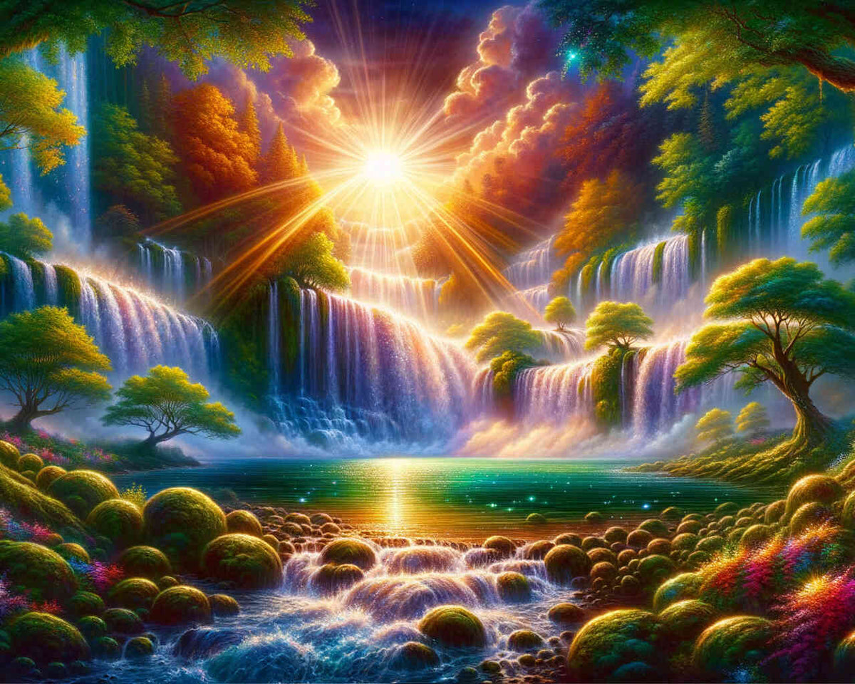 Cave with a Waterfall — Diamond Painting Kit design