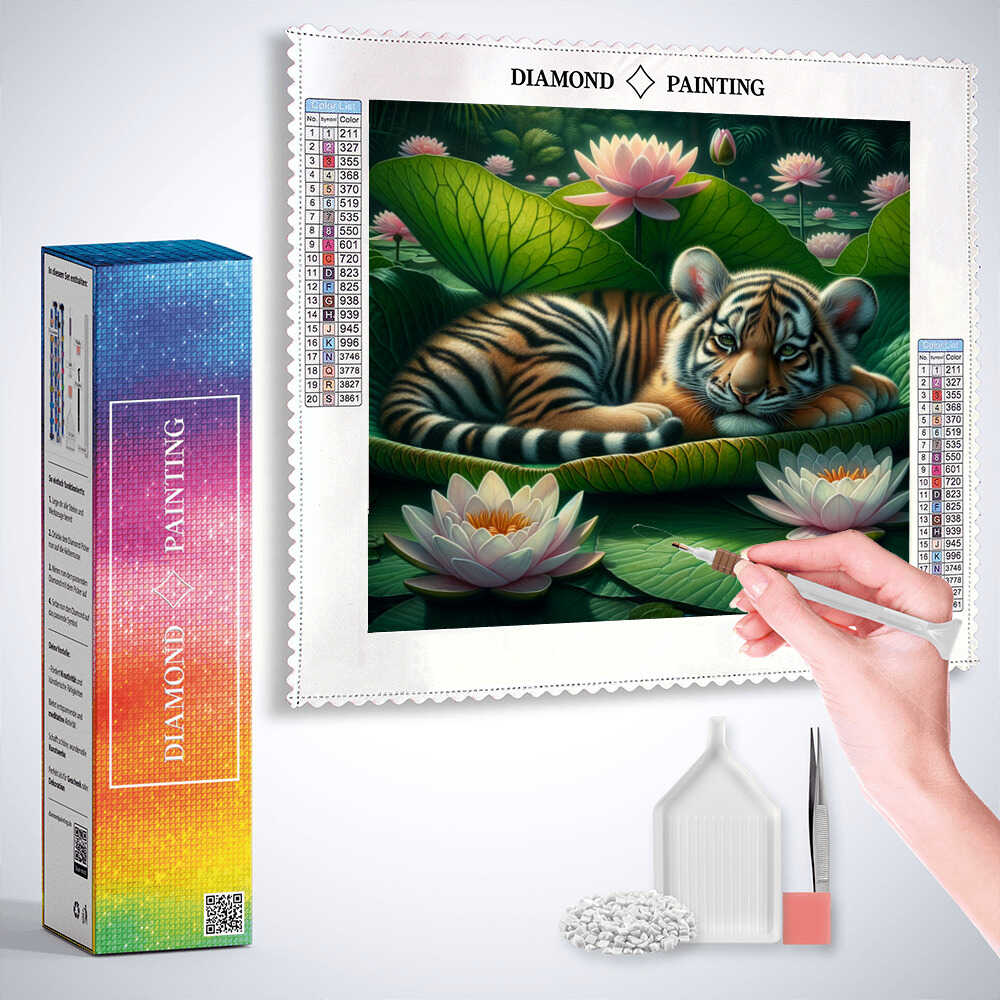 Little Tiger Water Lily — Diamond Painting Kit, product view 3