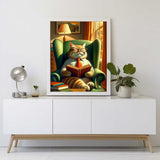 Reading cat — Diamond Painting Kit, product view 2