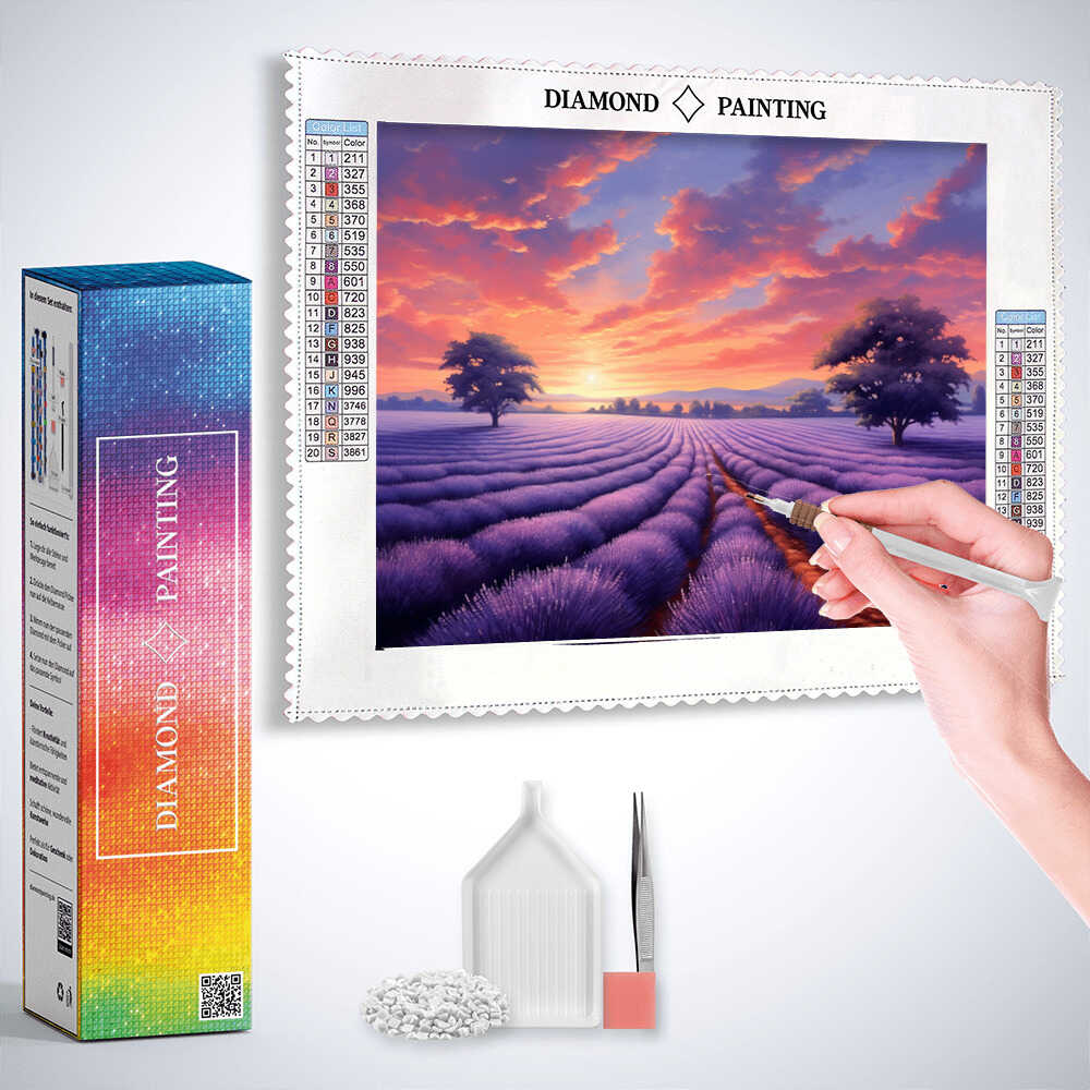 Lavender Dreams on the Horizon — Diamond Painting Kit, product view 3