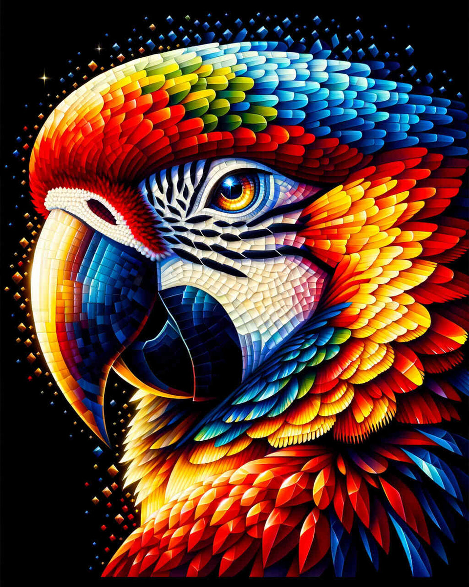 Parrot Portrait — Diamond Painting Kit design