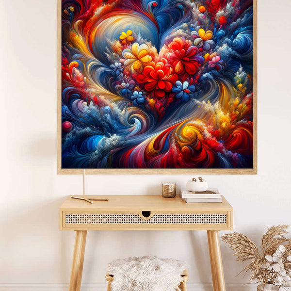 Heart of flowers abstract — Diamond Painting Kit, product view 2