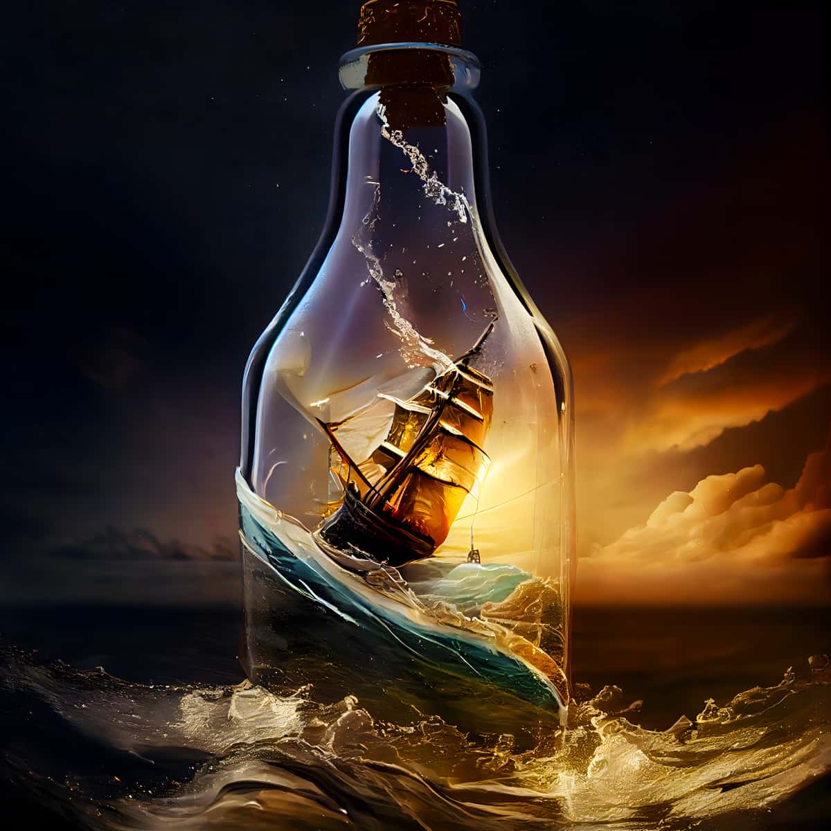 Ship in a glass — Diamond Painting Kit design