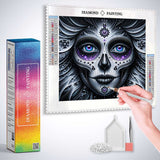 Los Muertos, black and white and purple — Diamond Painting Kit, product view 3