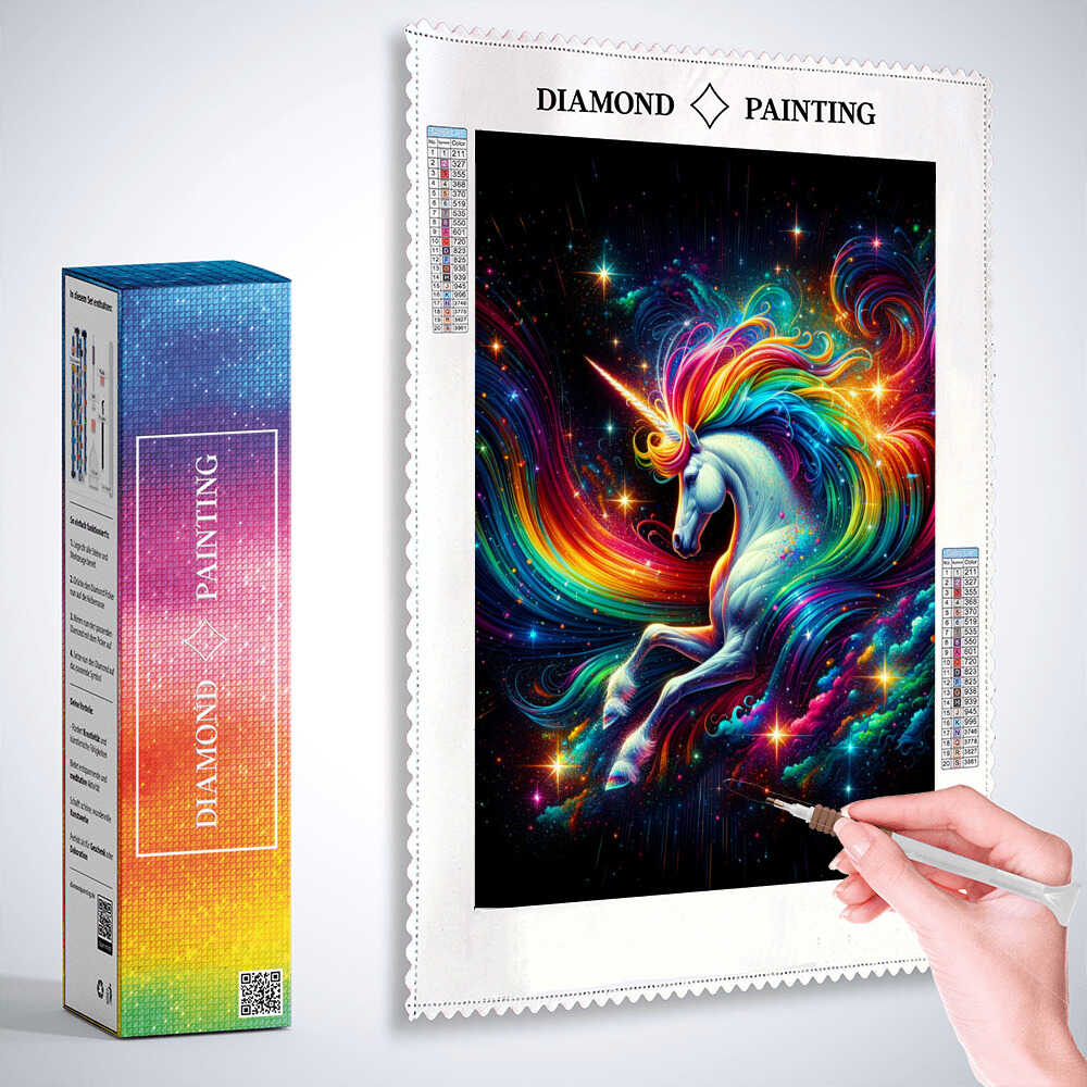 Colorful rainbow unicorn — Diamond Painting Kit, product view 2